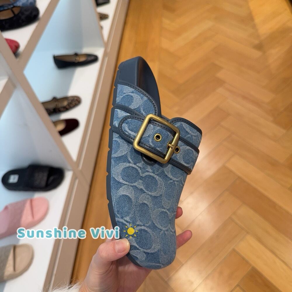 Coach Woman Archival Buckle Clog Regenerative Cotton Signature Denim CDF42 us9 - Picture 5 of 7